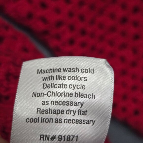 Vintage Grandmacore Granny Cottage Holiday 2X Red Crochet Cardigan Sweater Linen - Picture 5 of 7